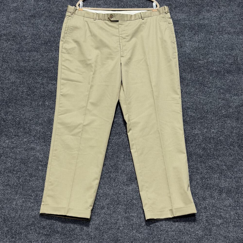 Palm Beach E Flex Pants Mens 44R Khaki Flat Front Stretch Dress Chino Casual